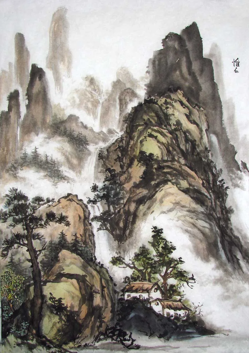 Rocks and Mountains in green and brown