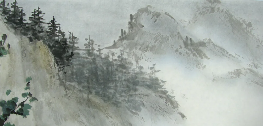 Distant Trees and Mountains with shading