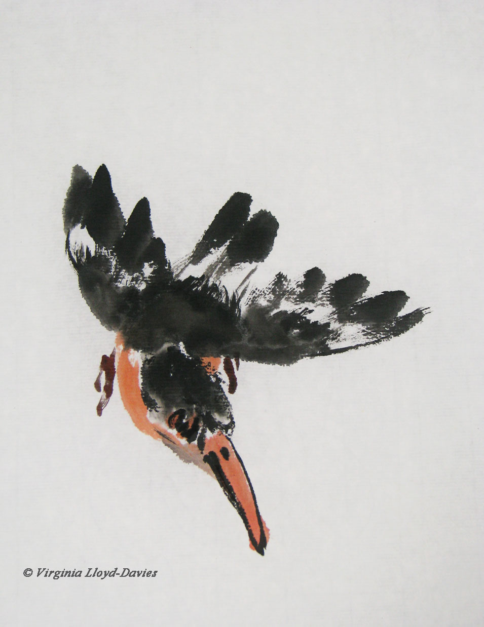 Painting of flying kingfisher