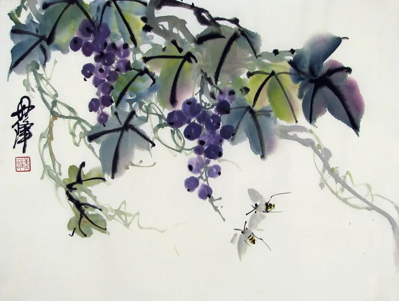 Purple Grapes & Bees