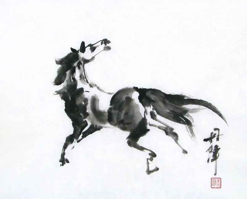 black ink painting of horse