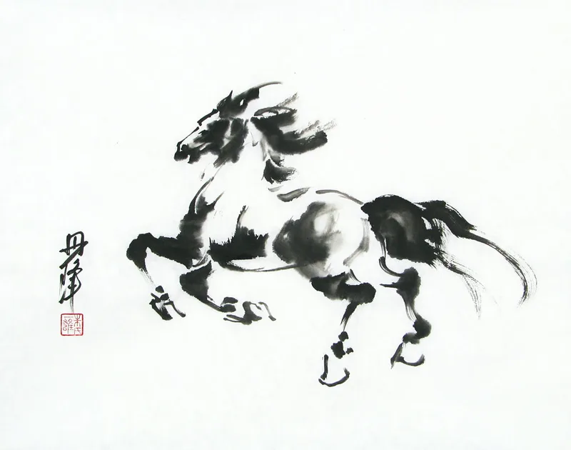 black ink painting of horse