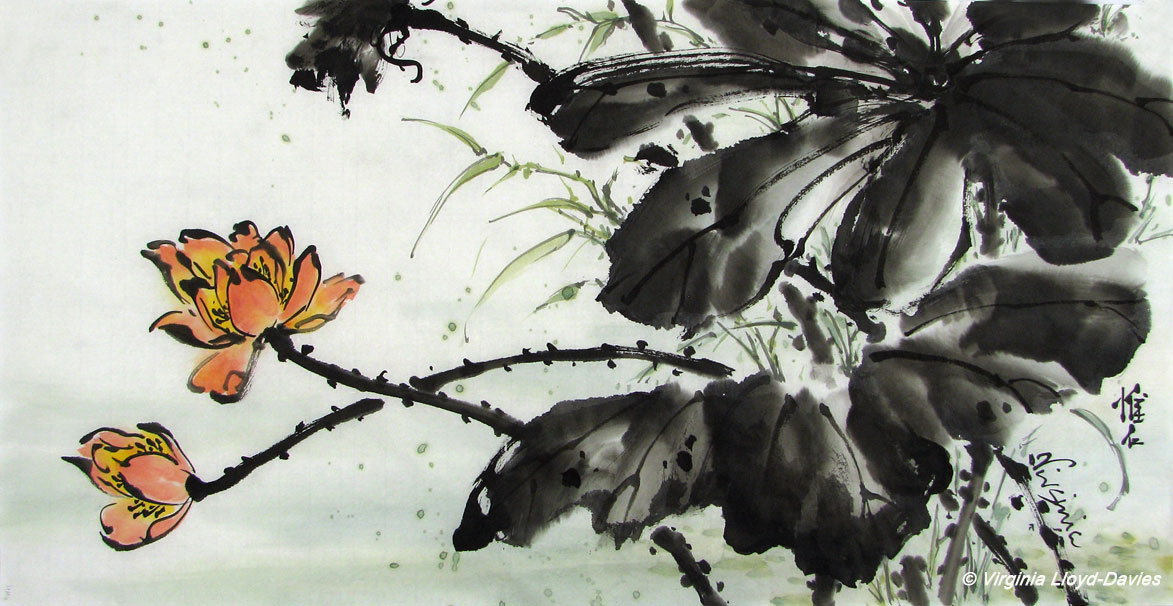 Chinese brush painting of lotus
