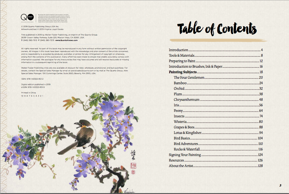 Table of Contents and painting of wisteria Picture