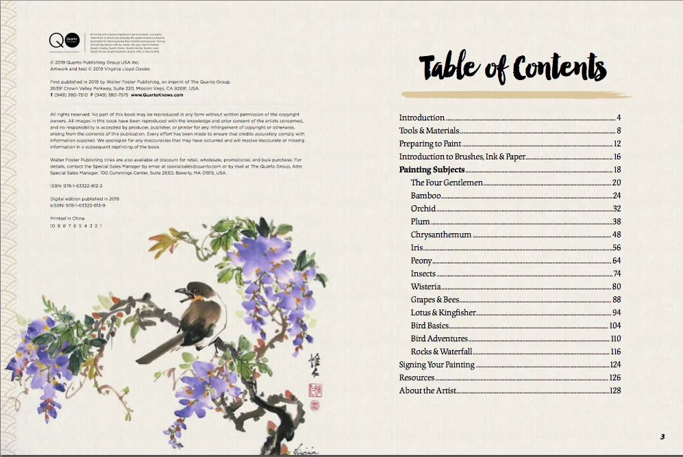 Table of Contents and painting of wisteria Picture