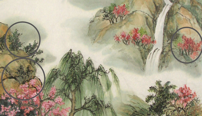 Closeup of foreground with circles