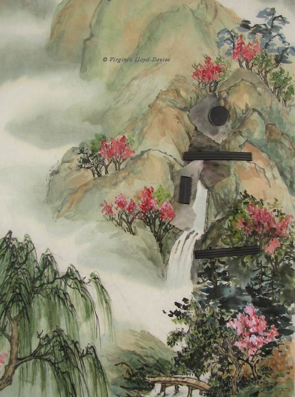 Colored paper narrowing Waterfall