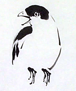Black ink painting of sumi-e bird's feet