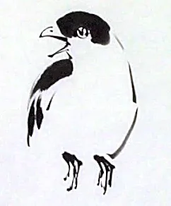 Black ink painting of sumi-e bird's feet