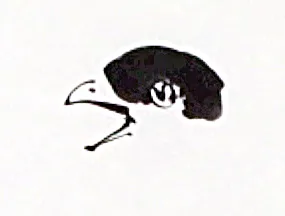Black ink Painting of bird head
